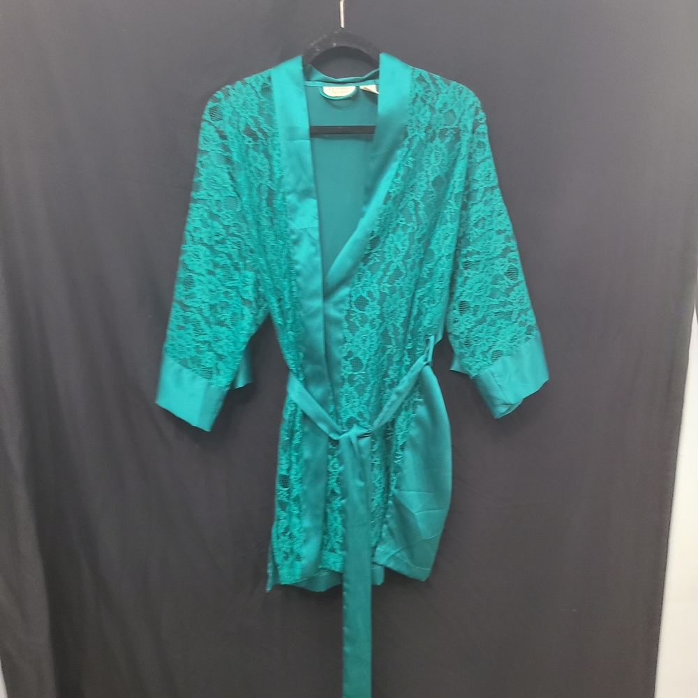 Victoria's Secret Vtg Green Lace Robe With Belt OS